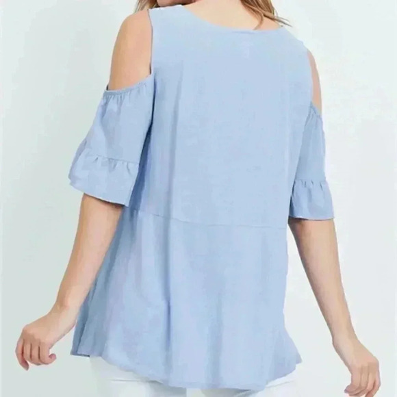 Boho Blue Jersey Cold shoulder top / blouse - Picture 5 of 5
